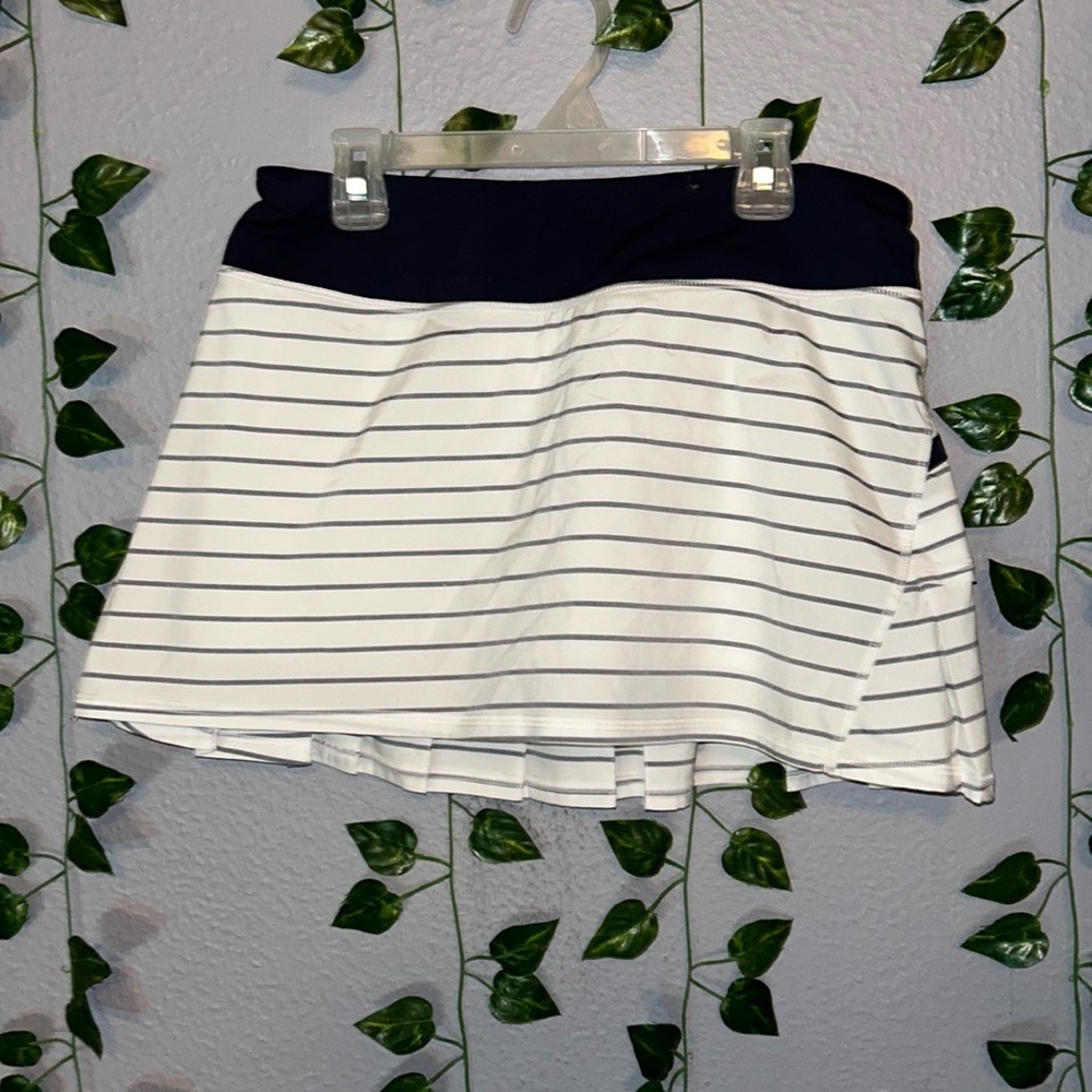 lululemon athletica White and Navy Striped Mini Skirt